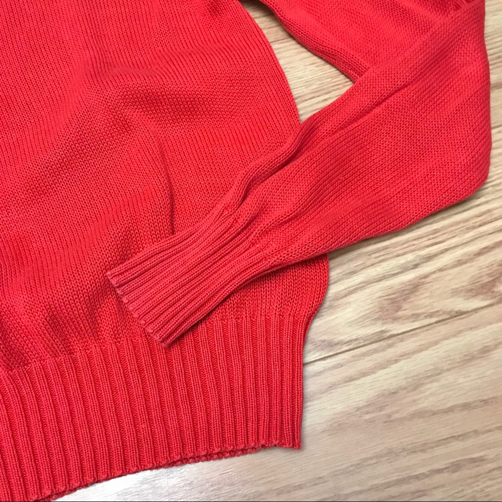 Solid Red Crew Neck Pullover Knit Sweater Size S/M
